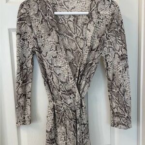 Reformation Gray Snake Print Long Sleeve Dress